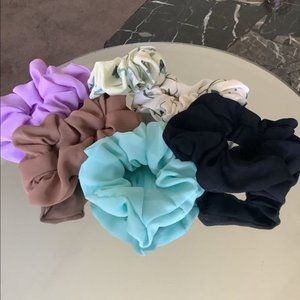 6 Tiffany blue semi sheer hair scrunchies